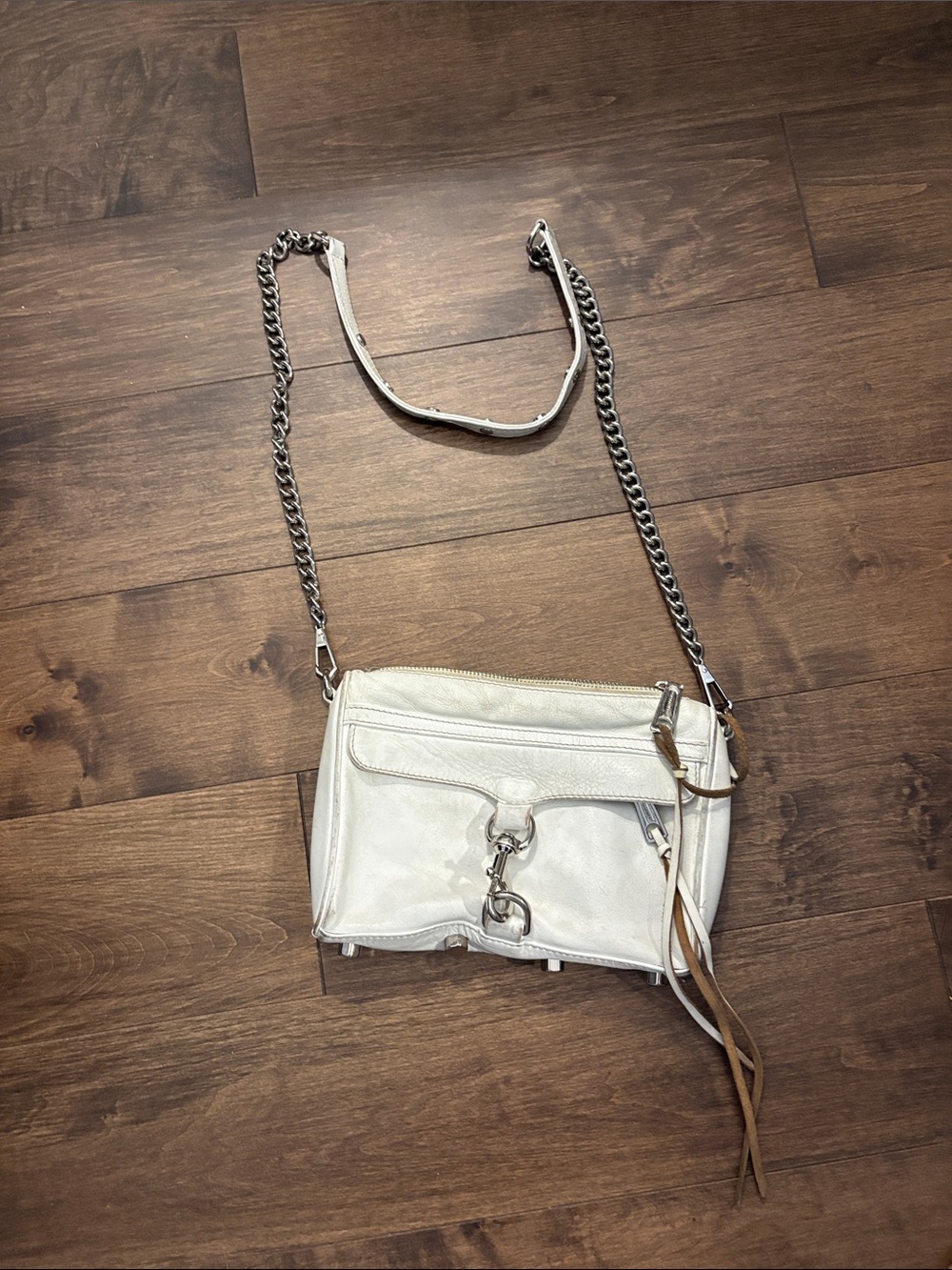 Rebecca minkoff White Leather Crossbody Bag with Chain Strap